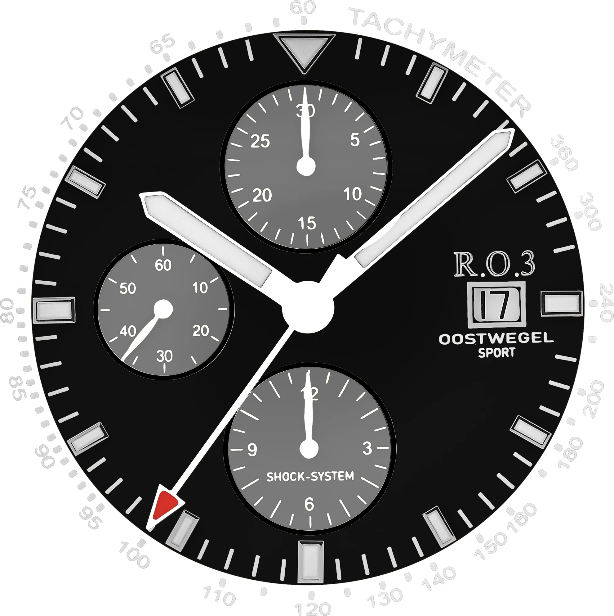 R.O.3 wijzerplaat Zwart